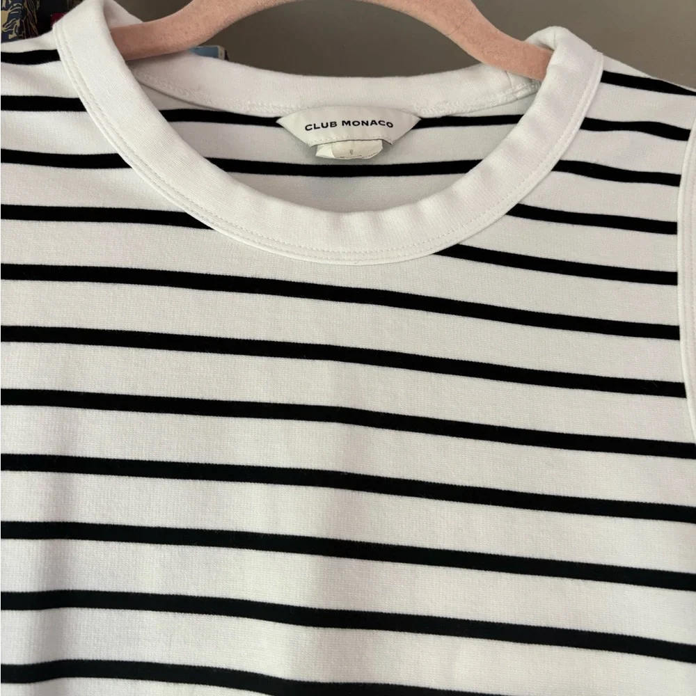 CLUB MONACO Perfect Black And White Stripe Tank SZ Medium - Picture 3 of 8